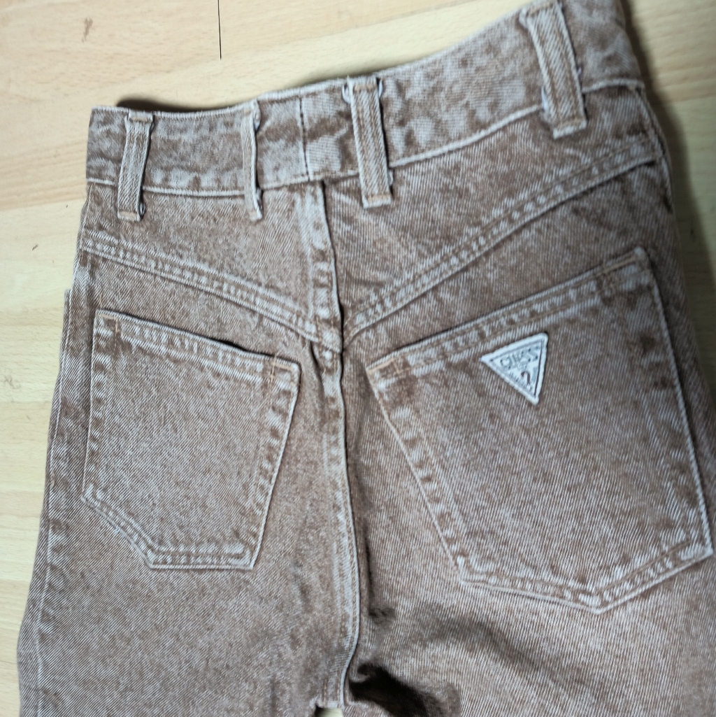 Vintage 80s Guess Jeans Tan Brown Size 24 X 32 Skinny Leg High Waist Like New